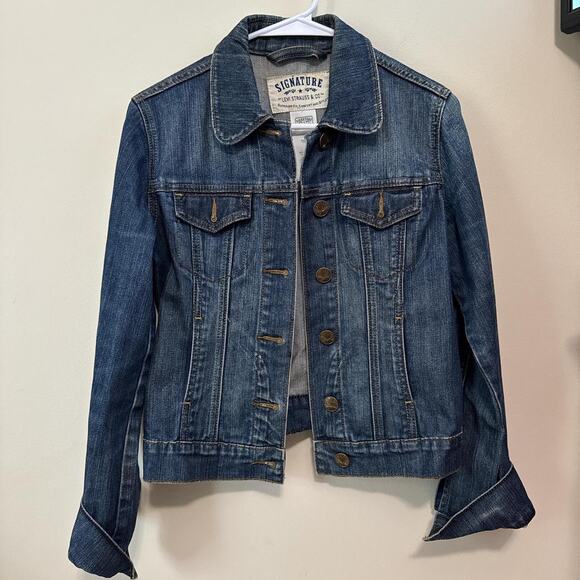 levi strauss signature denim jacket small fitted dark wash retro - Picture 1 of 4
